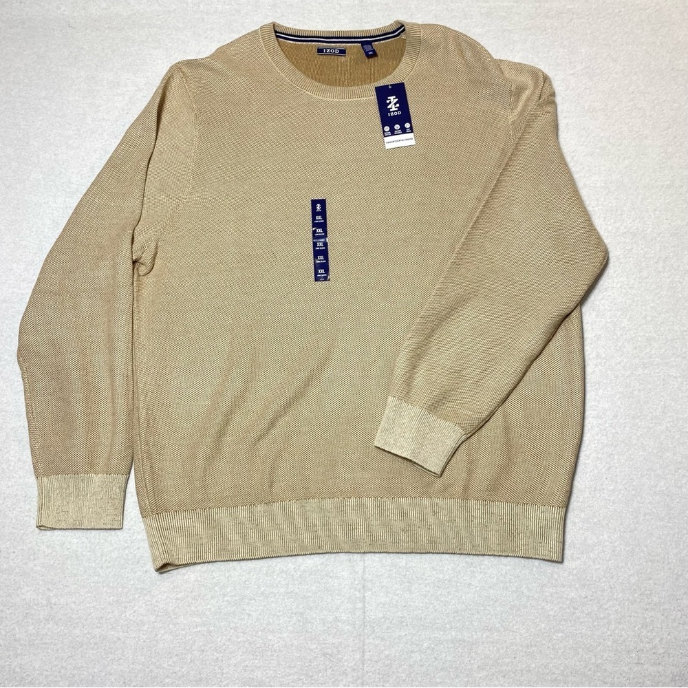 IZOD Honeycomb Crewneck Sweater Men's XXL Rock Heather Pullover Knit Casual NWT